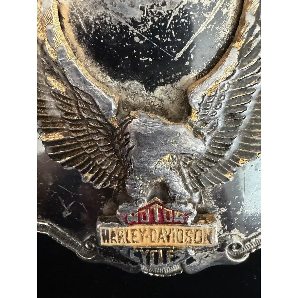 Vintage 1980s Harley-Davidson Eagle and Bar&Shield belt buckle